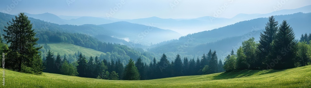 Fototapeta premium Ecological balance restored in mountain regions, mountain restoration, habitat protection