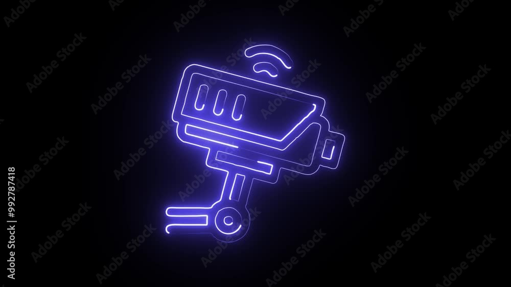 Glowing Neon CCTV Surveillance Camera Icon Isolated on Black Background - HD Video Motion Graphics Animation for Modern Security Systems and Digital Surveillance Assets Glowing Neon CCTV Surveillance Camera Icon Isolated on Black Background - HD Video Motion Graphics Animation for Modern Security Systems and Digital Surveillance Assets