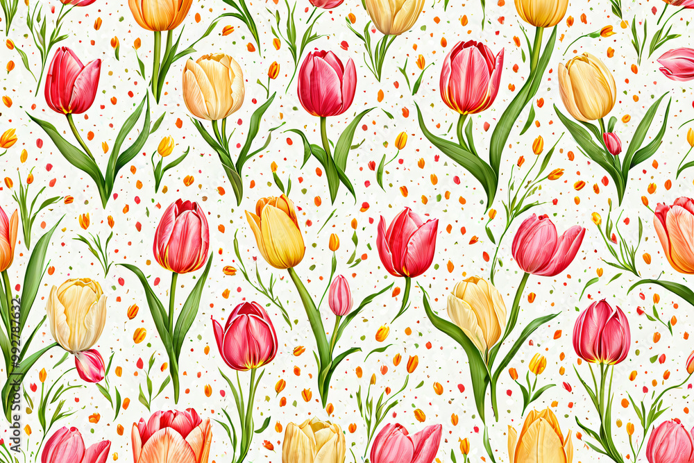Obraz premium seamless pattern with tulips