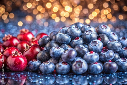 Wallpaper Mural A blueberry and a red fruit are on a table Torontodigital.ca