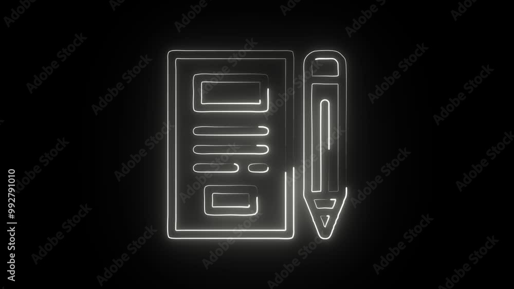 Glowing Neon File Icon Isolated on Black Background - HD Motion Graphics Animation Representing Document Files, Data Management, and Digital Organization for User Interfaces Glowing Neon File Icon Isolated on Black Background - HD Motion Graphics Animation Representing Document Files, Data Management, and Digital Organization for User Interfaces