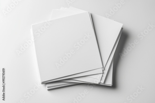 Blank A4 Stacked Paper Mockup isolated created with Generative AI