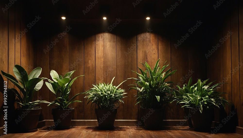 Fototapeta premium A row of potted plants with a row of potted plants 9