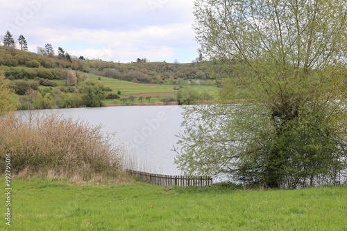 Blick auf das Schalkenmehrener Maar bei Daun in der Eifel photo