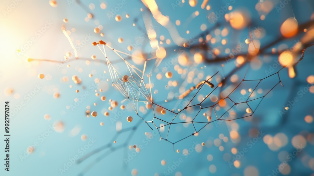Capture the essence of connectivity in a surreal landscape where cloud computing networks resemble intricate spiderwebs in the sky. Capture the essence of connectivity in a surreal landscape where cloud computing networks resemble intricate spiderwebs in the sky.
