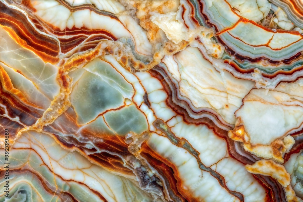 Close-up of polished onyx stone with vibrant swirling patterns Close-up of polished onyx stone with vibrant swirling patterns