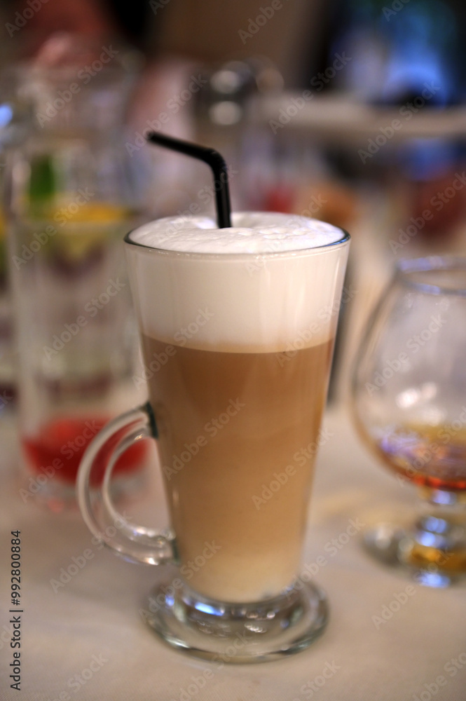 Cup of latte coffee with latte art. Cup of latte coffee with latte art.