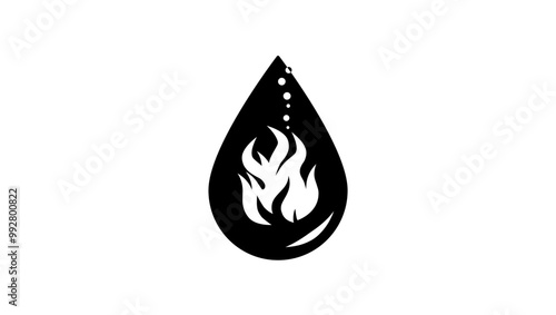 Alcohol drop, black isolated silhouette