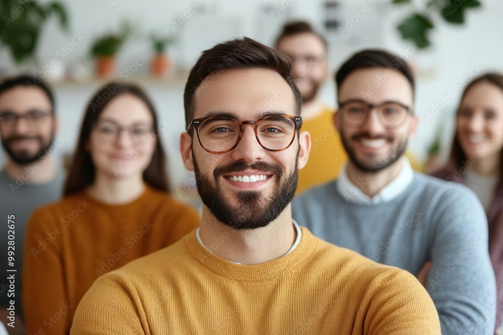 Young professionals taking a group selfie in a creative office space, casual attire, vibrant decor, startup culture, camaraderie concept Young professionals taking a group selfie in a creative office space, casual attire, vibrant decor, startup culture, camaraderie concept