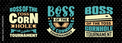 Boss Of The Toss Cornhole Tournament SVG Cornhole game Tshirt Bundle Cornhole Quote Design