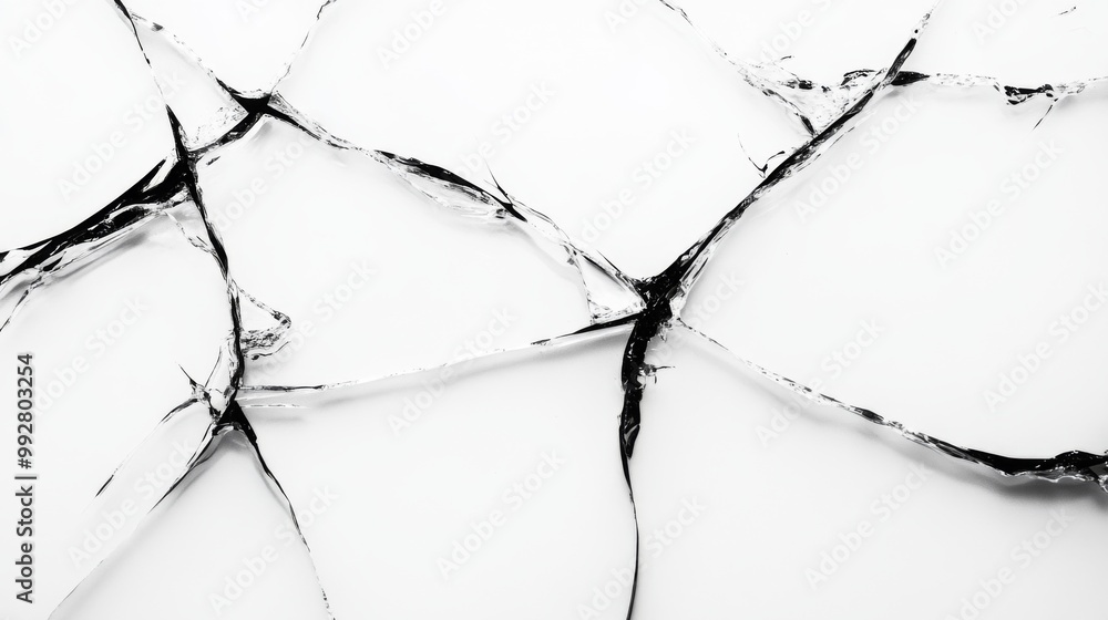 A close-up of shattered glass with a white background. A close-up of shattered glass with a white background.