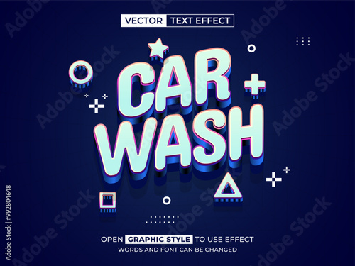 car wash editable text, font effect, 3d text for title