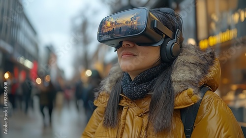 A disabled woman enjoys a fun and immersive experience with VR technology, illustrating inclusivity and accessibility in modern tech. photo