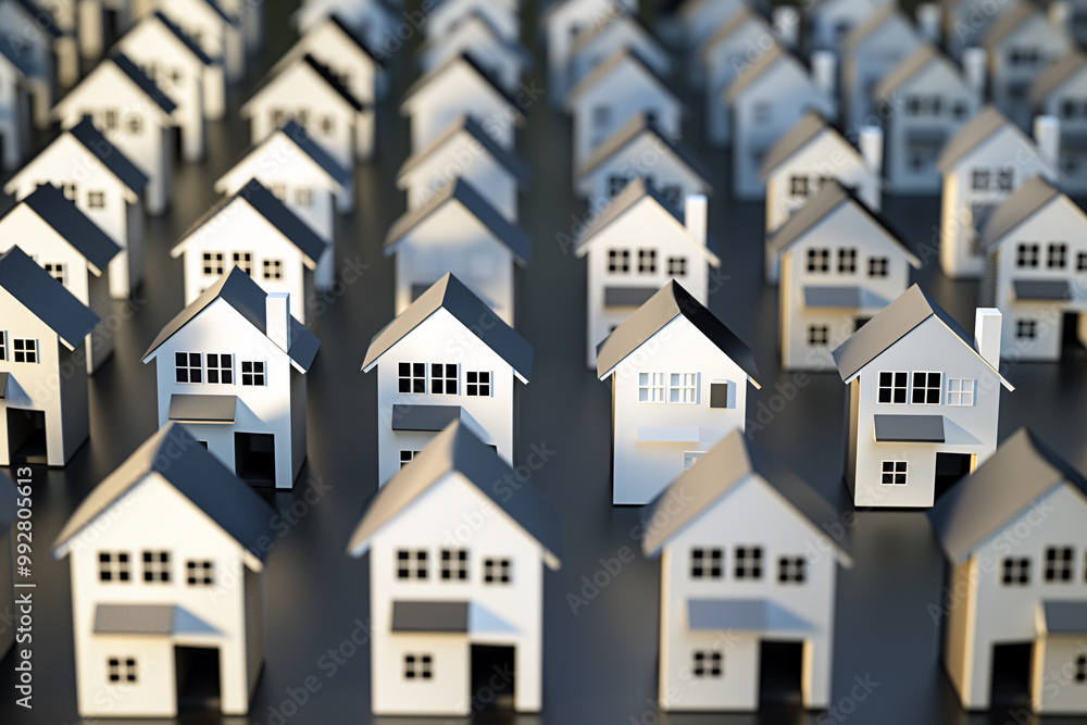 Rows of Identical Miniature Houses Rows of Identical Miniature Houses