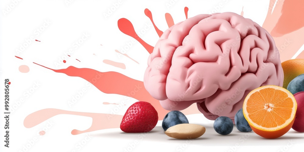 Brain and Fruits Composition Brain and Fruits Composition