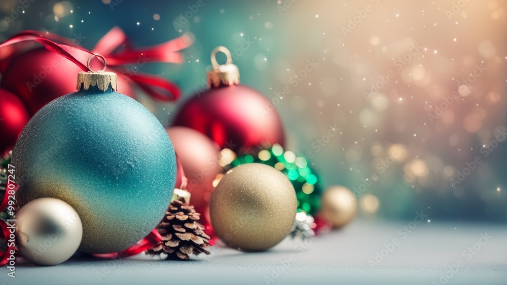 Fototapeta premium Christmas background, bright balls