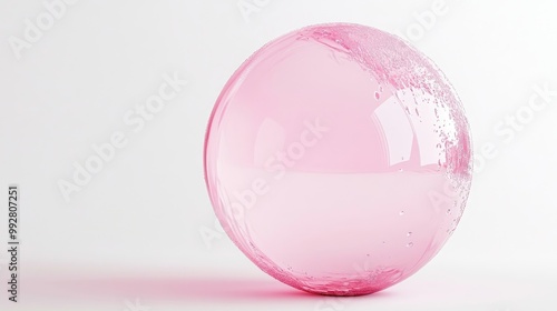 Clear pink bubble isolated on a white background