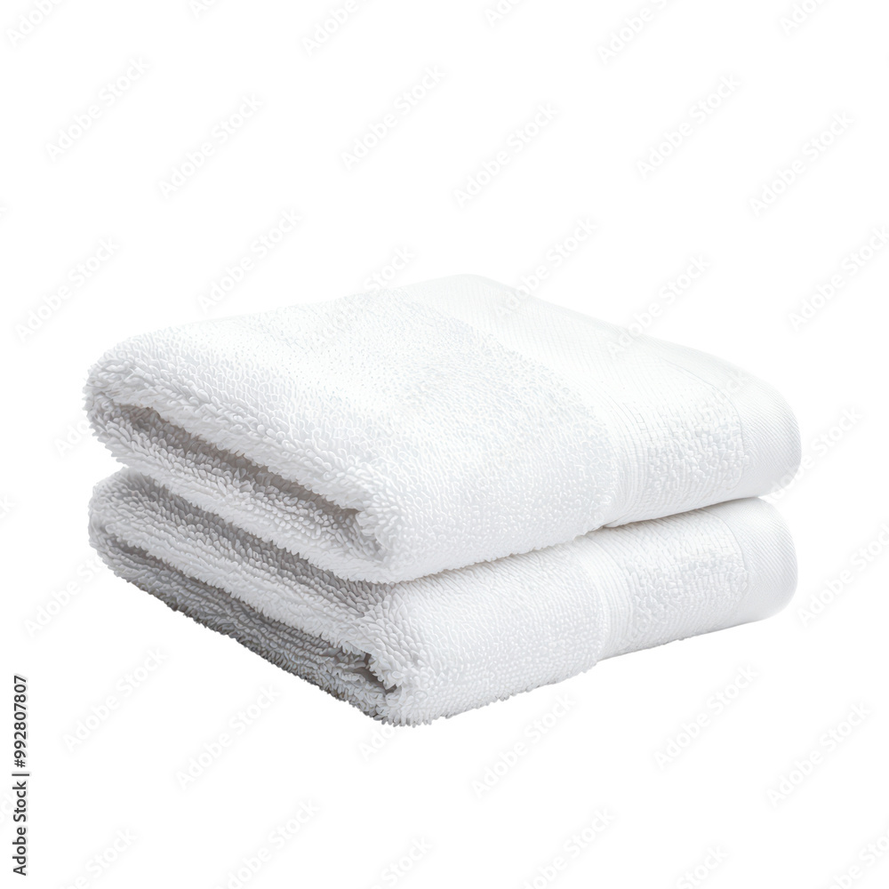 Stack of Two Clean White Towels Isolated on Transparent Background for Bathroom and Spa Use Stack of Two Clean White Towels Isolated on Transparent Background for Bathroom and Spa Use