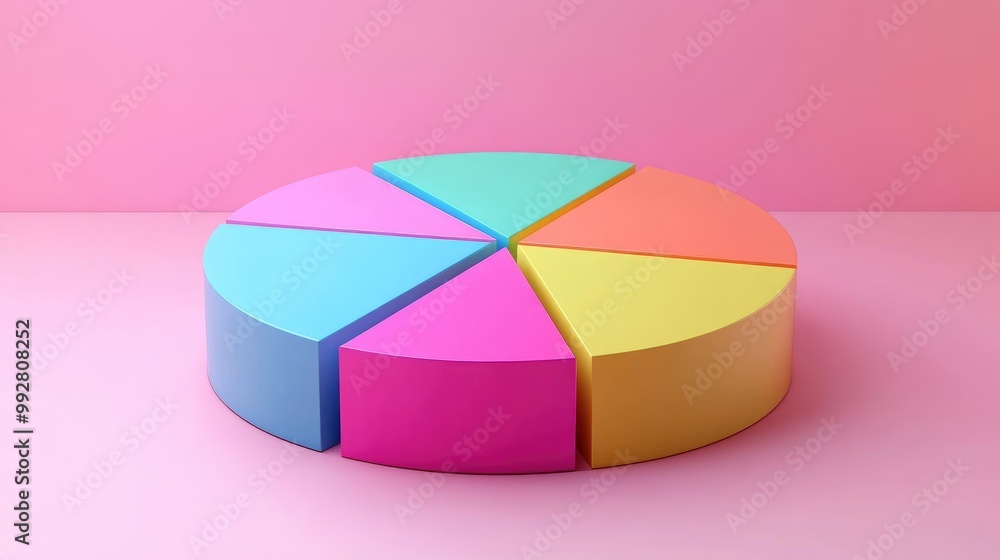 Colorful 3D pie chart on a pastel background Colorful 3D pie chart on a pastel background