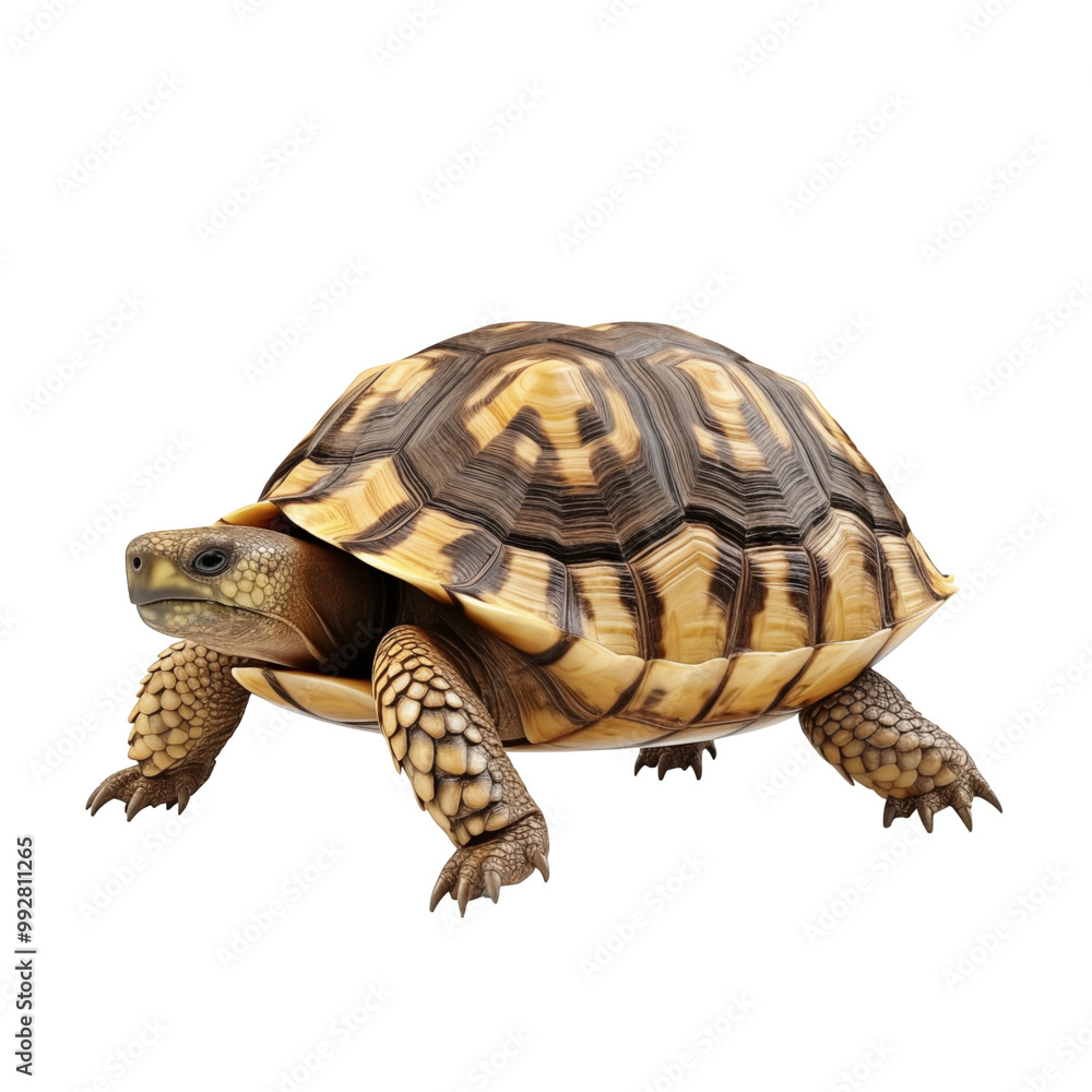 Realistic Tortoise Crawling On White Background Realistic Tortoise Crawling On White Background