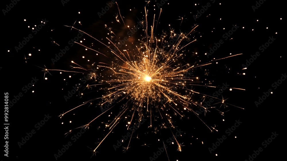 Obraz premium New Year Celebration Fireworks, a dazzling array of colorful sparks illuminating the night sky, marking the joyous arrival of the New Year with festive cheer and excitement