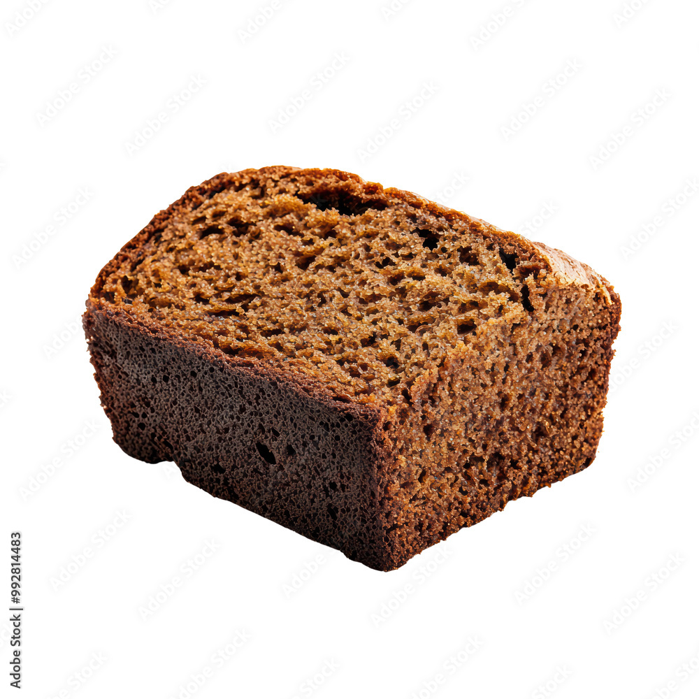Freshly Baked Slice of Dark Rye Bread Isolated on Transparent Background Showing Texture and Crust Freshly Baked Slice of Dark Rye Bread Isolated on Transparent Background Showing Texture and Crust
