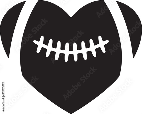 silhouette of heart shape american football vector art illustration