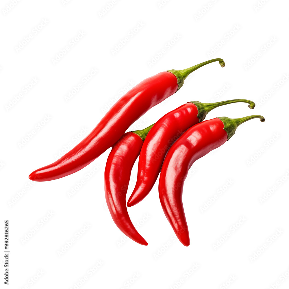 Fresh Red Chili Peppers Arranged On A White Background Fresh Red Chili Peppers Arranged On A White Background