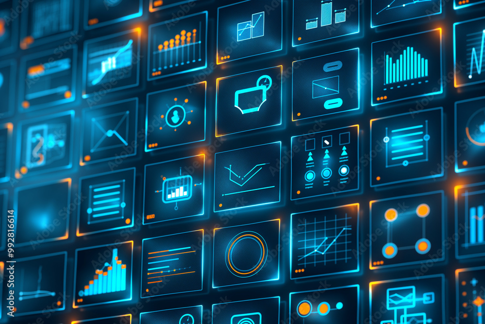 Abstract Futuristic Interface with Data Visualization and Charts Abstract Futuristic Interface with Data Visualization and Charts