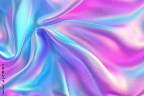 Smooth pink and blue satin fabric flowing and forming abstract shapes