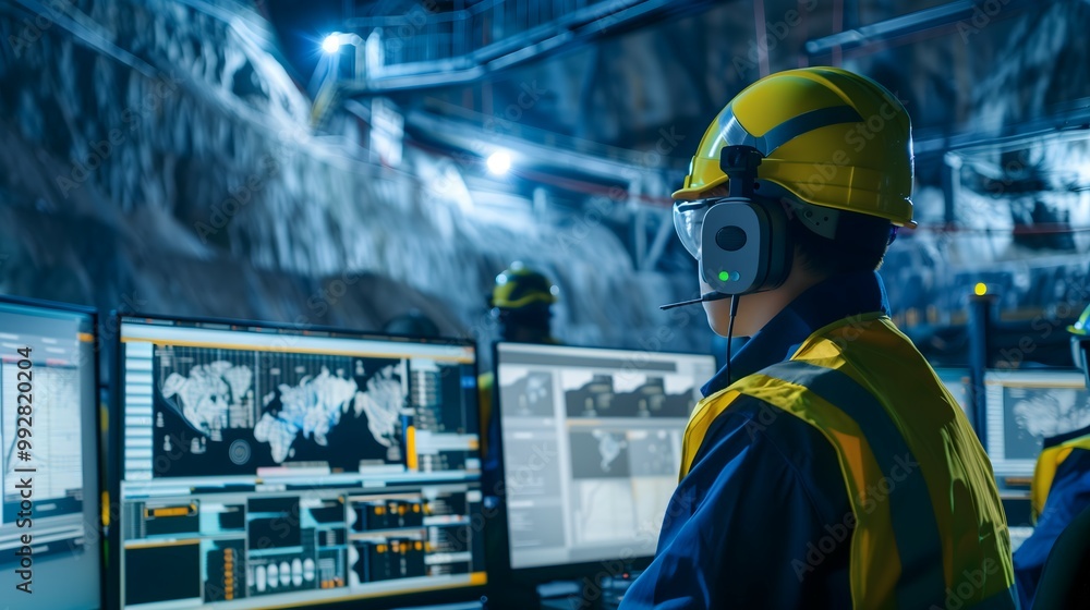 a high-tech control room where operators monitor rare mineral mining operations in real-time a high-tech control room where operators monitor rare mineral mining operations in real-time