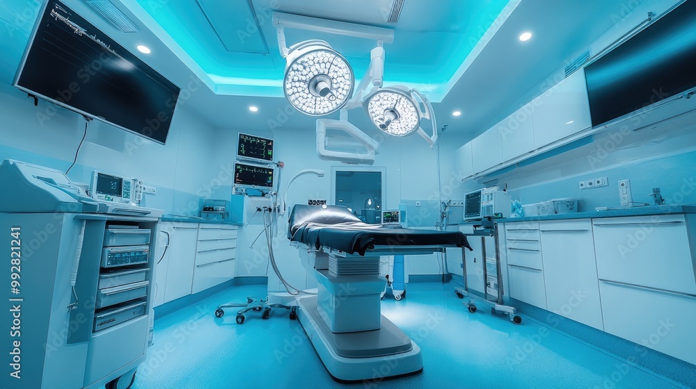 Equipment and medical devices in a modern operating room Equipment and medical devices in a modern operating room
