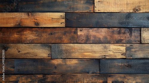 Weathered Rustic Wood Planks with Knots and Grain