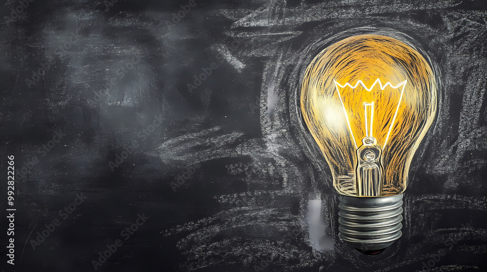 Hand-drawn creative lightbulb on a blackboard Hand-drawn creative lightbulb on a blackboard