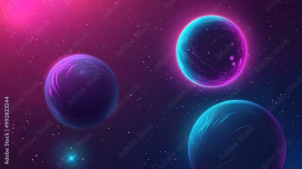 Naklejka premium Galaxy background with planets