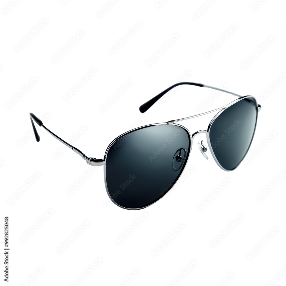 Stylish Aviator Sunglasses with Dark Lenses and Metal Frame Isolated on Transparent Background Stylish Aviator Sunglasses with Dark Lenses and Metal Frame Isolated on Transparent Background