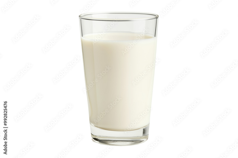 Tall glass filled with milk isolated on white background. Simple and clean depiction of a refreshing drink concept. Tall glass filled with milk isolated on white background. Simple and clean depiction of a refreshing drink concept.