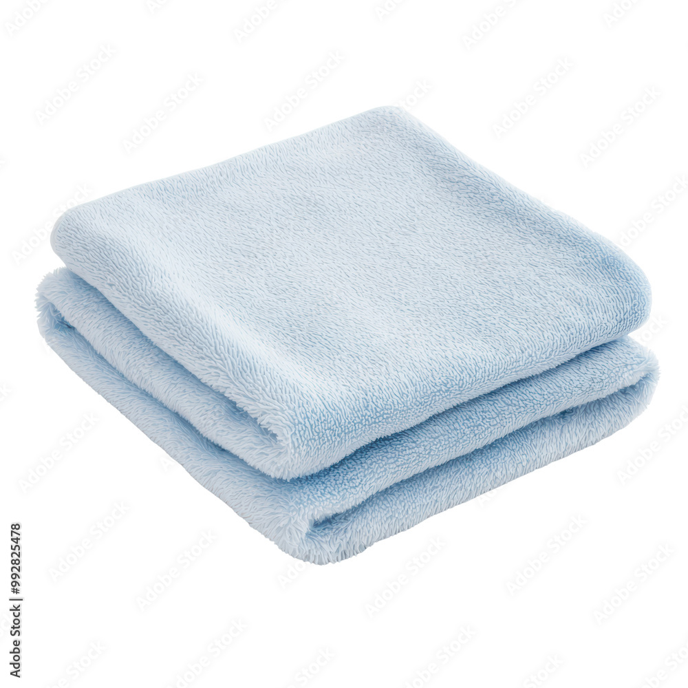 Soft Light Blue Folded Towel on Transparent Background - Cozy and Plush Fabric for Home and Spa Use Soft Light Blue Folded Towel on Transparent Background - Cozy and Plush Fabric for Home and Spa Use