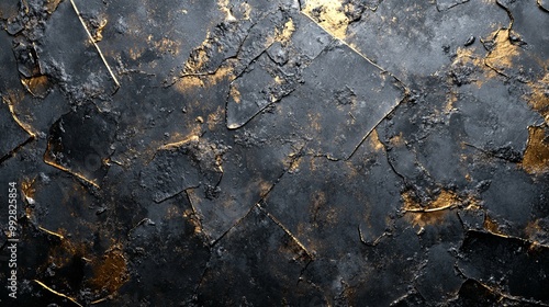 Wallpaper Mural Abstract Black and Gold Textured Surface Torontodigital.ca