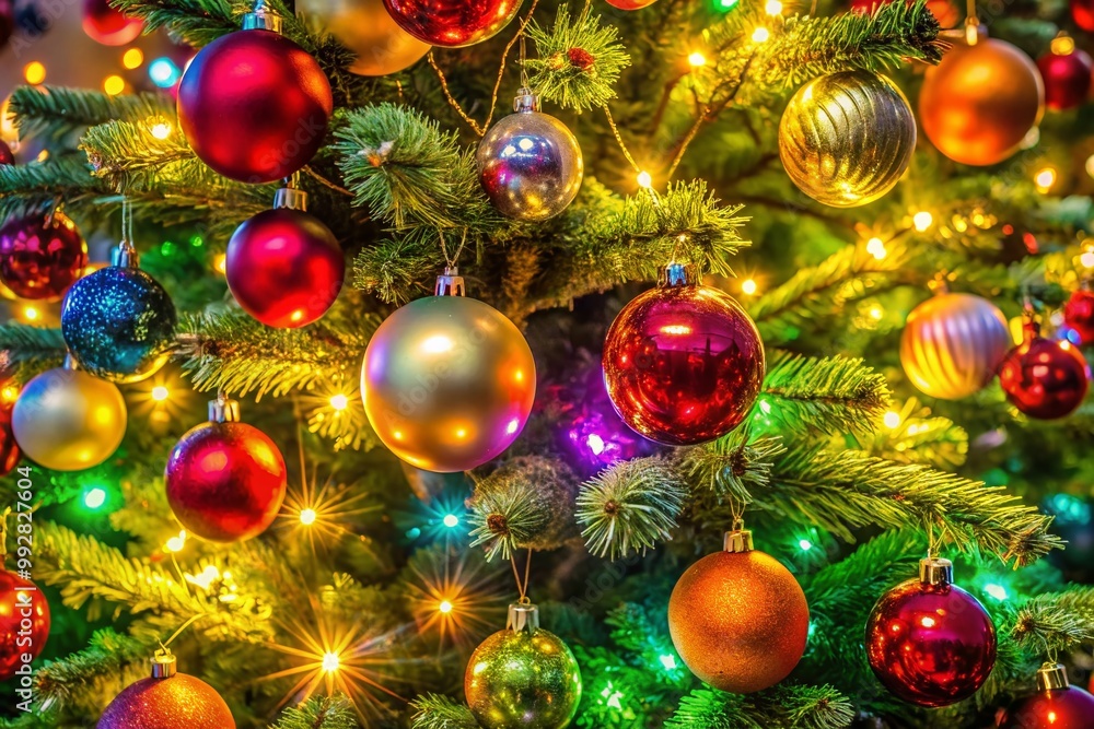 Elegant Christmas Tree Wallpaper for Desktop with Bright Ornaments and Soft Glowing Lights Background Elegant Christmas Tree Wallpaper for Desktop with Bright Ornaments and Soft Glowing Lights Background