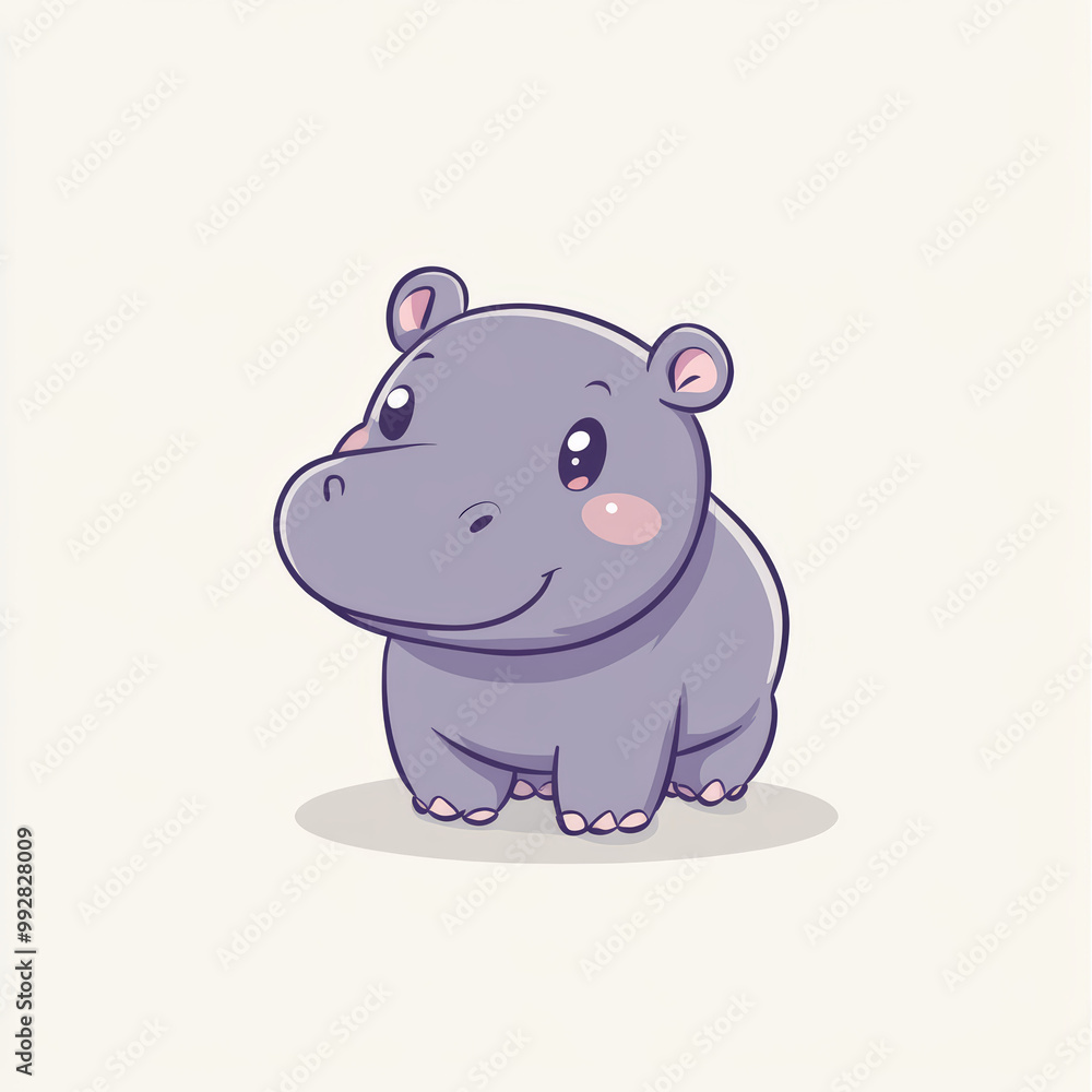A kawaii-style pygmy hippopotamus A kawaii-style pygmy hippopotamus