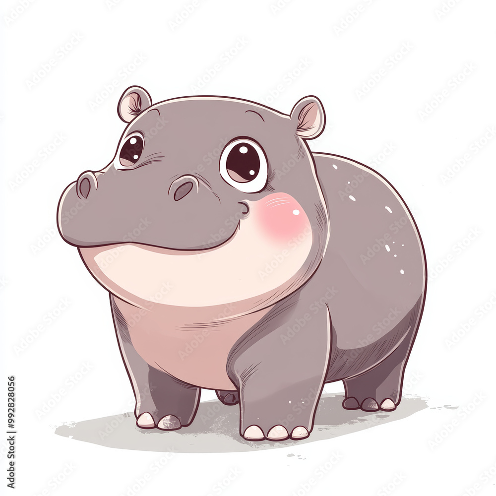 A kawaii-style pygmy hippopotamus A kawaii-style pygmy hippopotamus