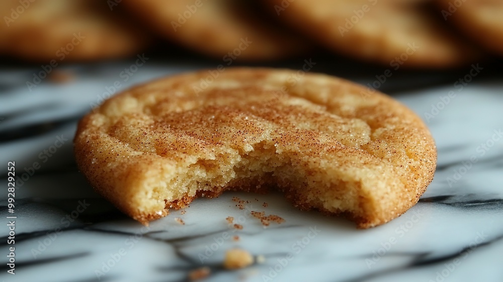 A Close-Up of a Single Bite Taken From a Cinnamon Sugar Cookie A Close-Up of a Single Bite Taken From a Cinnamon Sugar Cookie