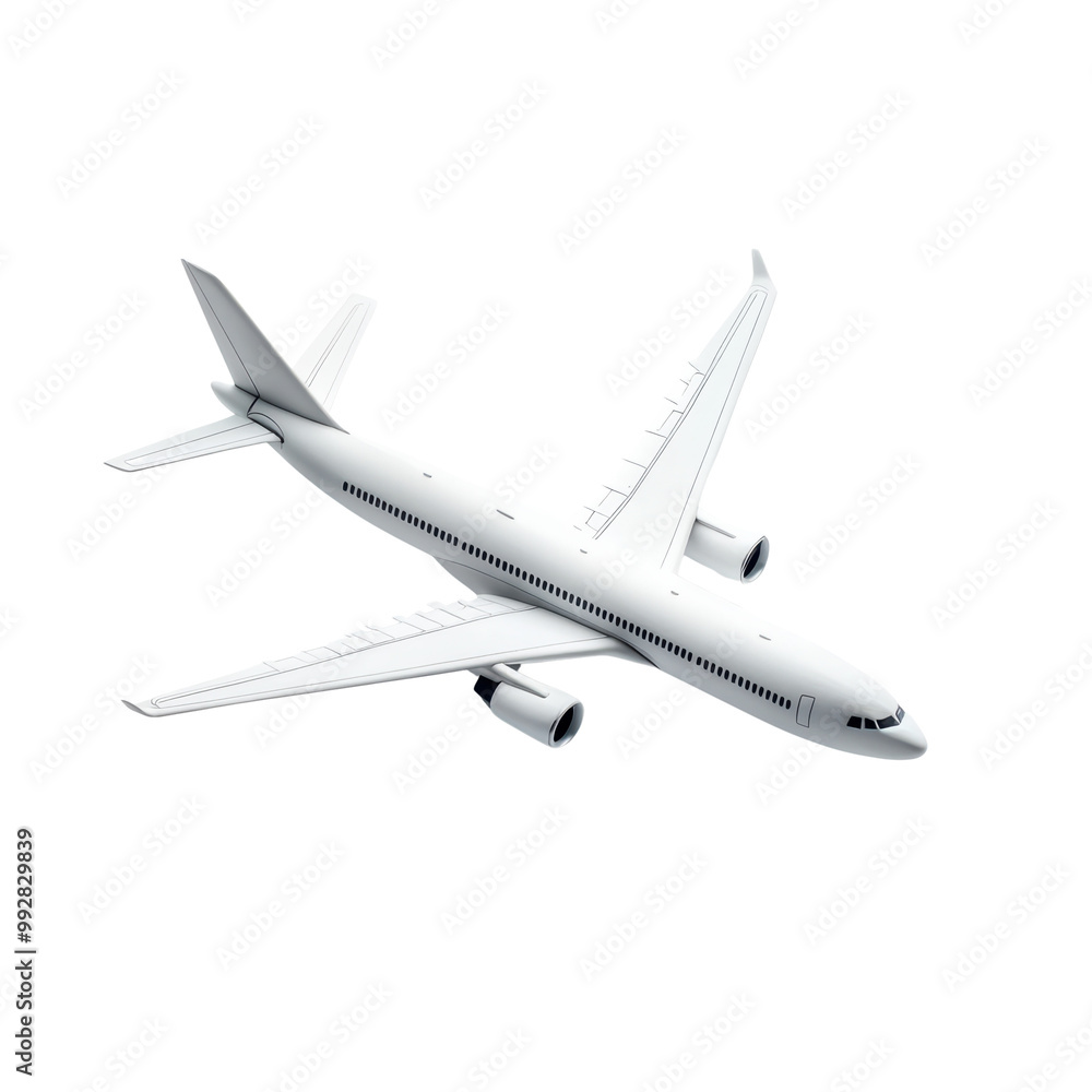 High-Resolution Image of a Modern Commercial Airplane in Flight Against a Clear Sky High-Resolution Image of a Modern Commercial Airplane in Flight Against a Clear Sky