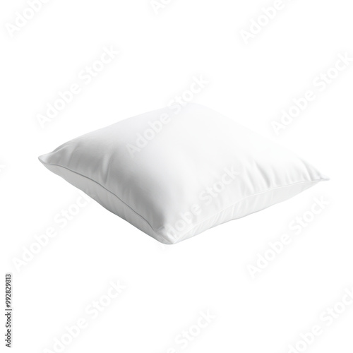 White Soft Pillow Isolated on Transparent Background - Comfortable and Clean Bedding for Home Decor and Interior Design