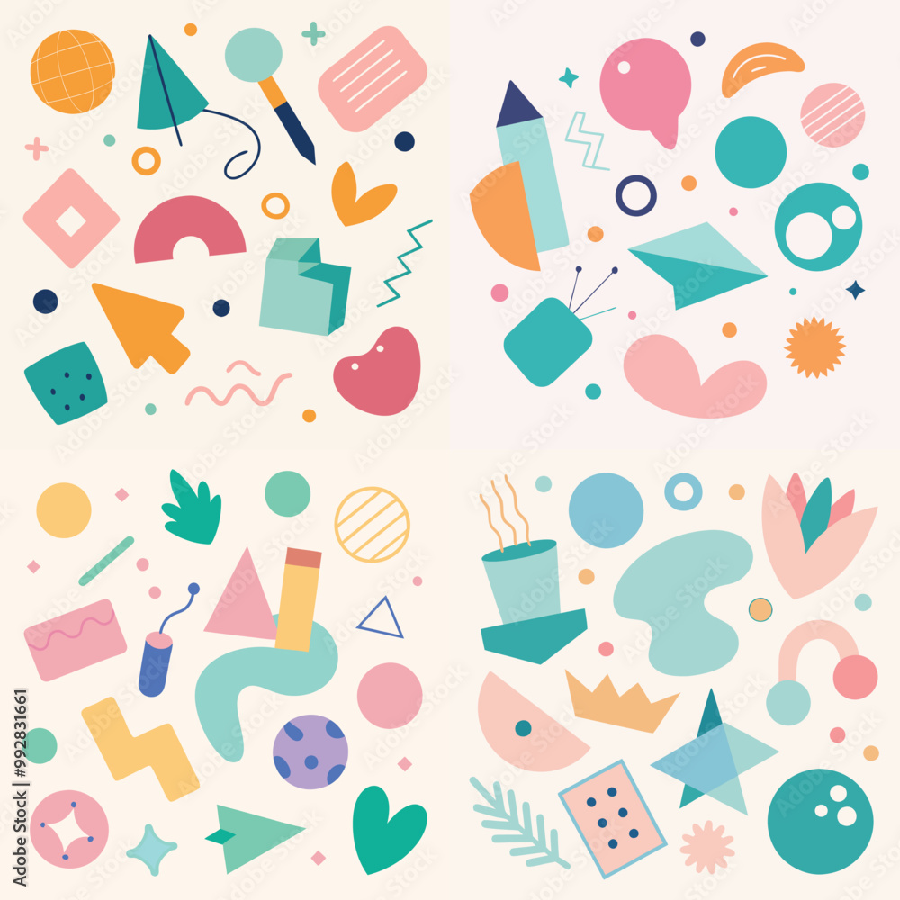 Hand drawn various shapes and doodle objects Hand drawn various shapes and doodle objects