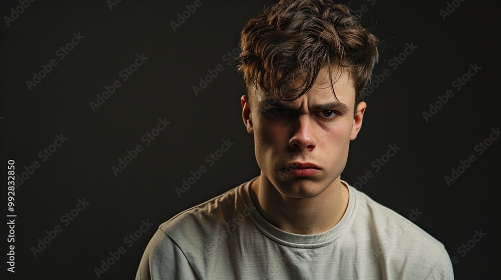 Upset Man on black background. Upset Man on black background.