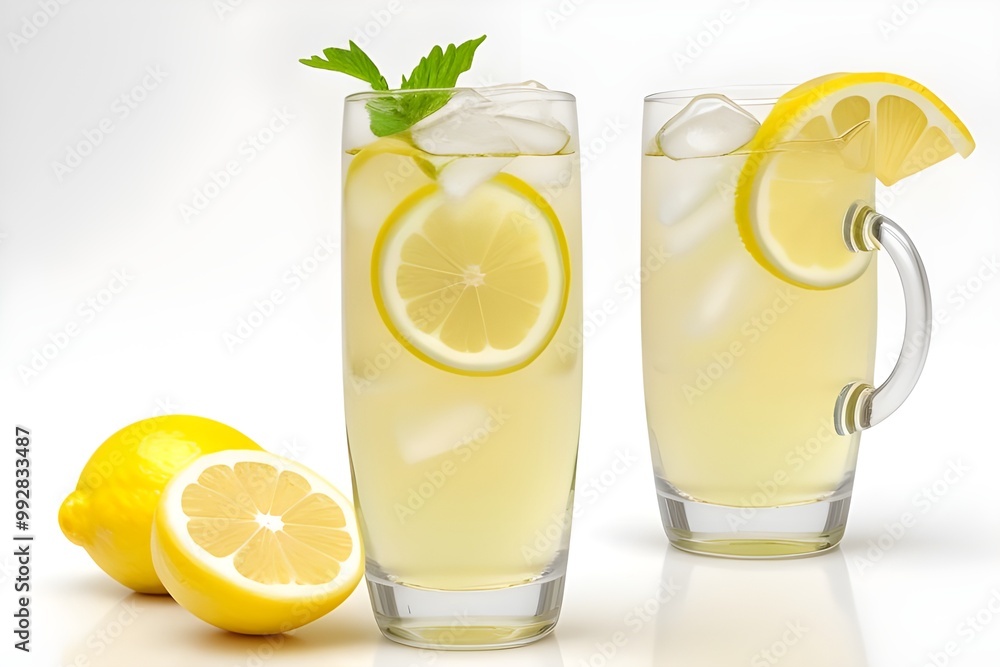 Refreshing Lemon Soda Isolated on White Background Refreshing Lemon Soda Isolated on White Background