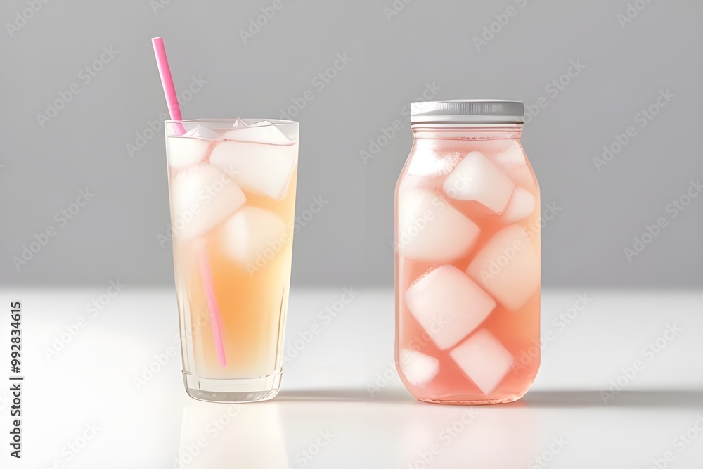 Refreshing Lychee Soda Isolated on White Background Refreshing Lychee Soda Isolated on White Background