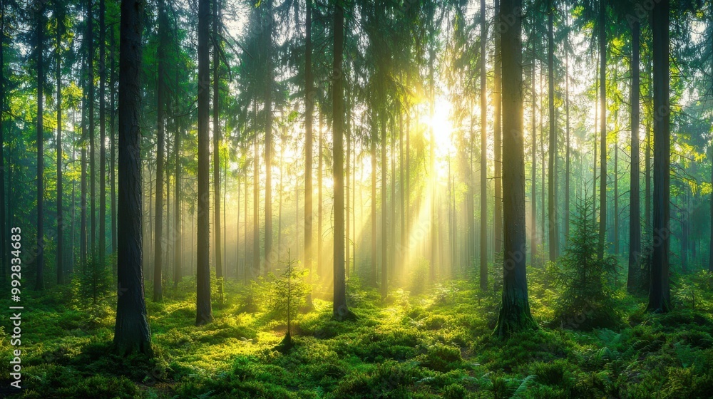 Obraz premium Lush forest at dawn